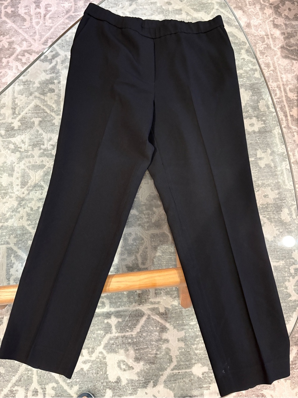 Theory Treeca Pull On Pants Admiral Crepe Black Women's Size 10 Straight Leg